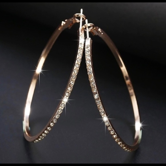 CRYSTAL Hoop Earrings Silver, Gold & Rose Gold - Picture 1 of 6